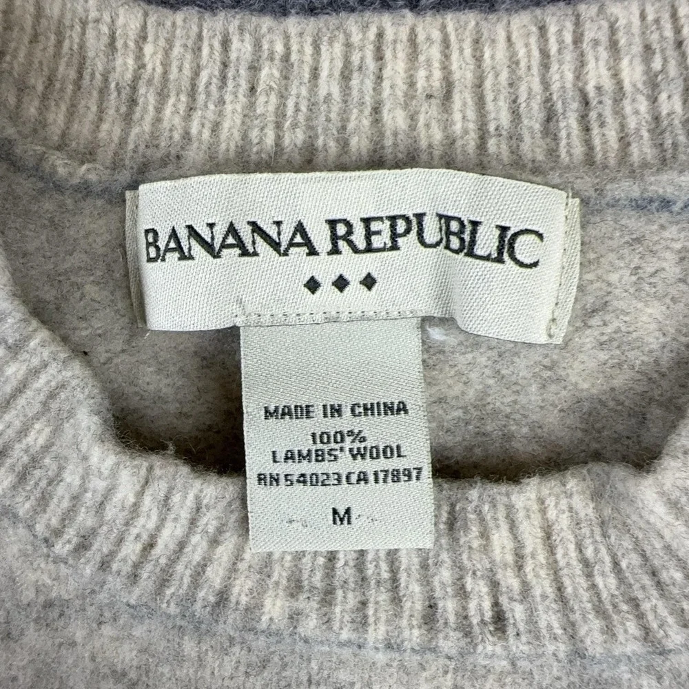 Banana Republic Sweater Mens Medium Beige Lambswool Crewneck Knit Pullover